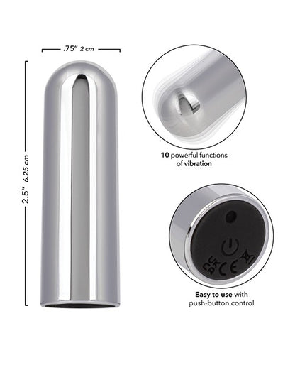 California Exotic Novelties Turbo Buzz Classic Rechargeable Bullet Stimulator, 10 Functions, Silver