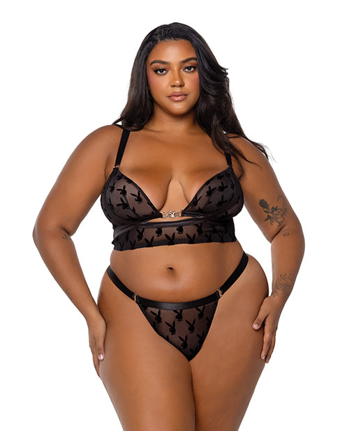 Roma Costume Playboy Bunny Charm Bralette Set, Black 2X