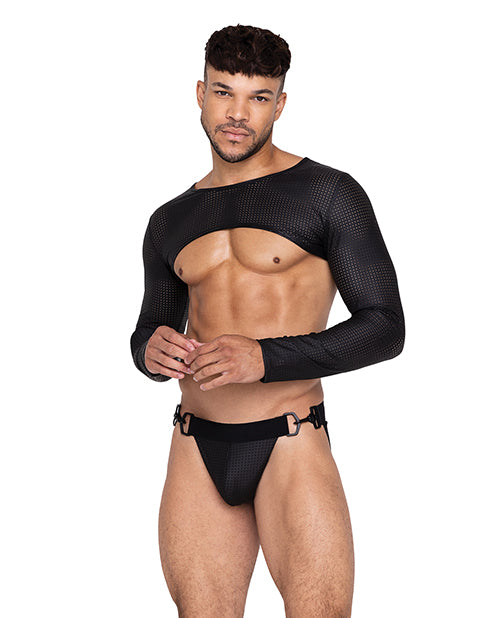 Roma Costume Master Perforated Spandex Crop Top, Black XL
