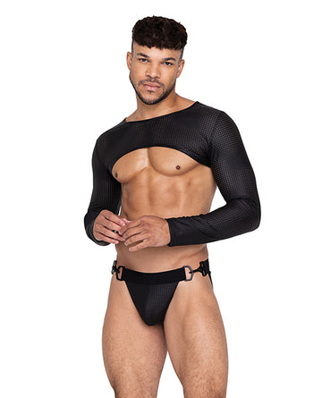 Roma Costume Master Perforated Spandex Crop Top, Black XL