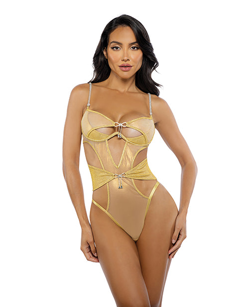 Roma Costume Gilded Beauty Metallic Shimmer Mesh Teddy, Gold - XL