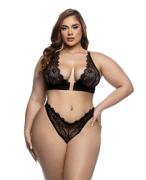 Roma Costume Fever Dream Bralette and Thong Set, Black 1X