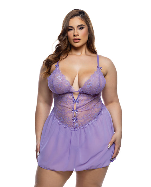 Roma Costume LI810-Lilac-1X/2X Paradise Dream Babydoll Set, Lavender