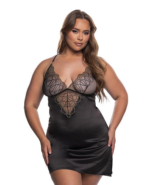 Roma Costume LI833-BLK/GOLD-1X Beaded Belle Chemise, Black/Gold, 1X