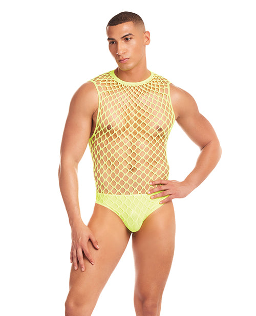 Rene Rofe and Pink Lipstick 42001 L/XL Mesh Unitard 2 pc Set, Yellow
