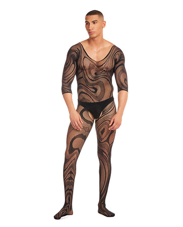 Rene Rofe 42004 Black S/M Rainbow Party Supernova Body Stocking 2pc Set