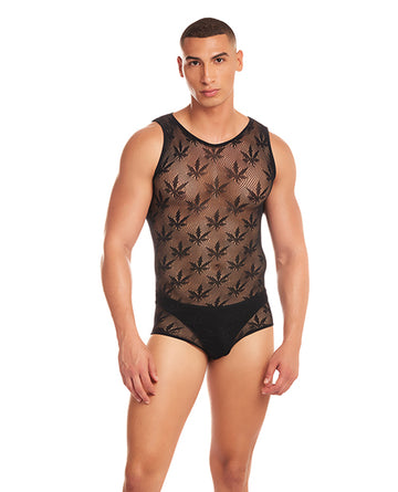 Rene Rofe 42007 Party Night Blaze Singlet 2 pc Set w/Thong, Black L/XL