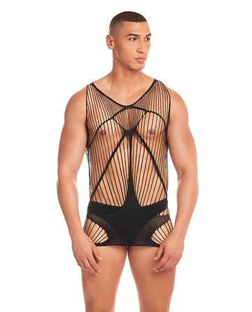 Rene Rofe and Pink Lipstick 42008 Black S/M Automatic Long Tank, Nylon Spandex