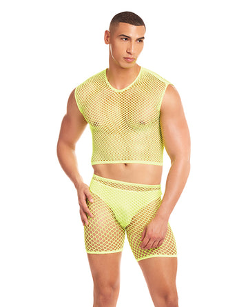 Rene Rofe & Pink Lipstick 43002 Rainbow Party Mesh Brief 3pc Set, Yellow L/XL