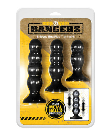 Rascal Video LLC BY0438 Boneyard Bangers Silicone Butt Plug, Black, 3 Sizes