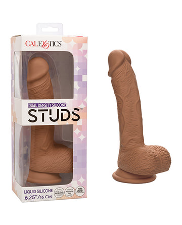 California Exotic Novelties Studs Dual Density Silicone Dildo, 6.25" Brown