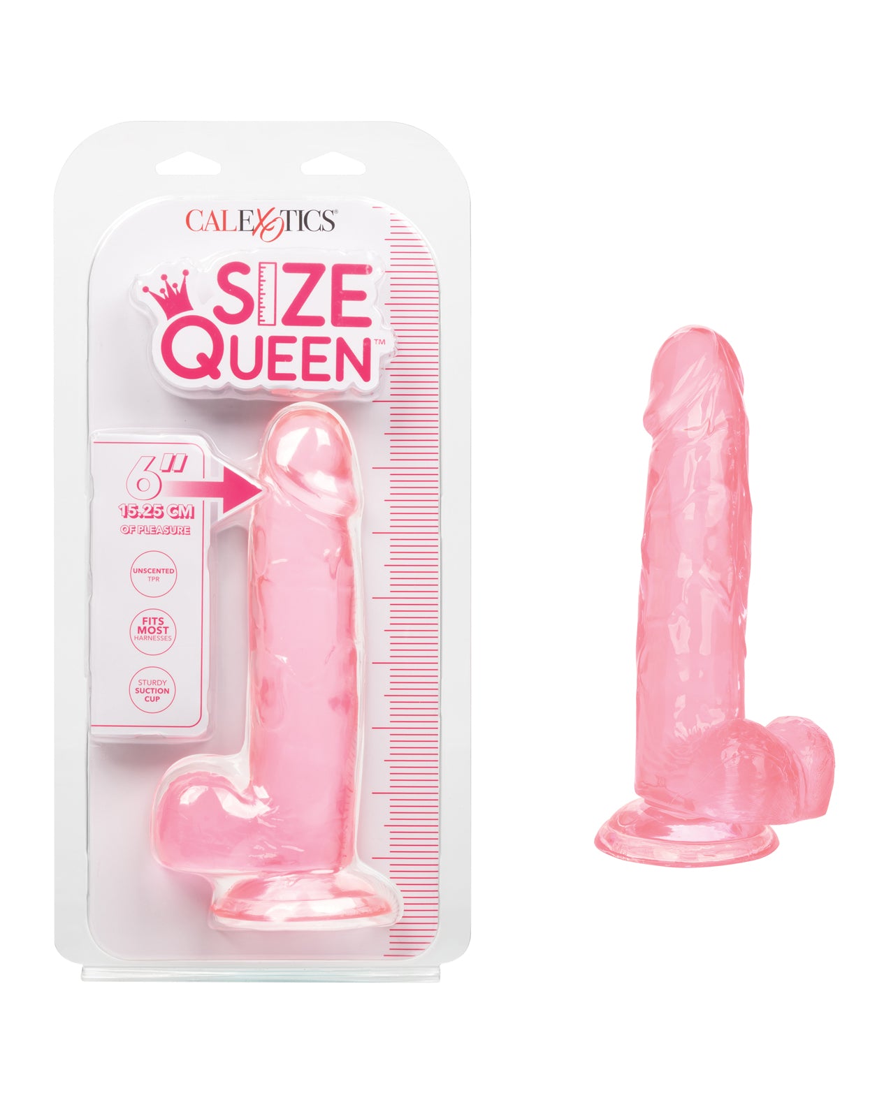 California Exotic Novelties SE-0260-05-2 Size Queen 6" Dildo, Pink, TPR