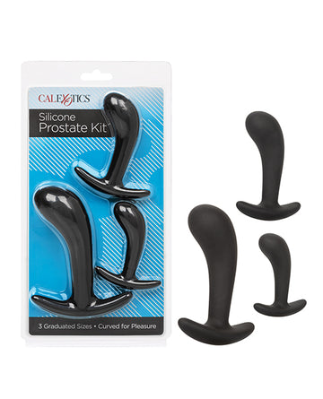 California Exotic Novelties Satin Finish Silicone Prostate Kit, 3 Sizes, Black