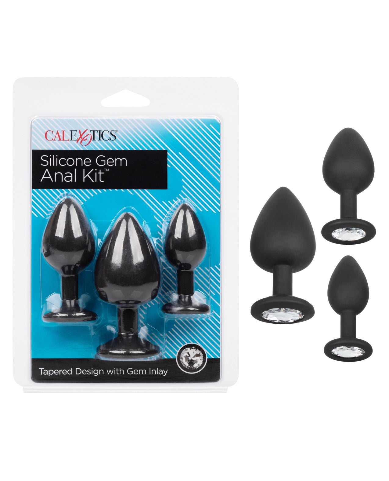 CalExotics Silicone Gem Anal Kit, 3-Piece – Body-Safe Training Set, Black