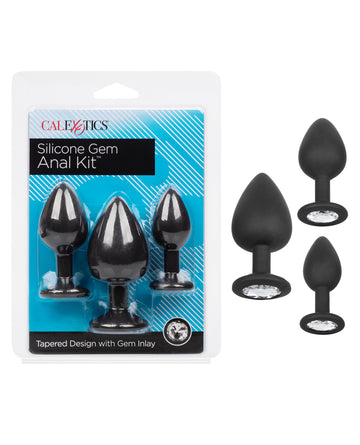 CalExotics Silicone Gem Anal Kit, 3-Piece – Body-Safe Training Set, Black