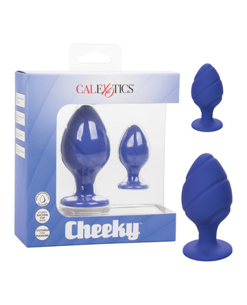 California Exotic Novelties Cheeky Butt Plug, Purple Silicone 2 Sizes