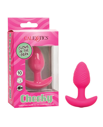 California Exotic Novelties Cheeky Vibrating Glow-in-the-Dark Butt Plug, Pink