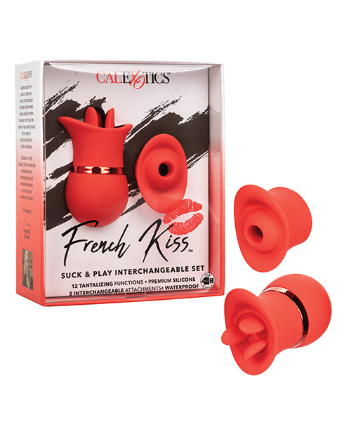 CalExotics French Kiss Suck & Play Interchangeable Silicone Set, Red