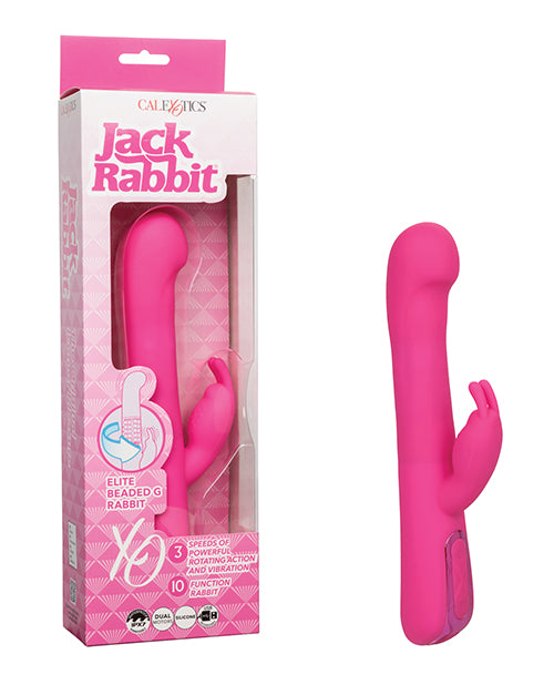CalExotics Jack Rabbit Elite Beaded G Rabbit, Pink – Dual Motor, Waterproof