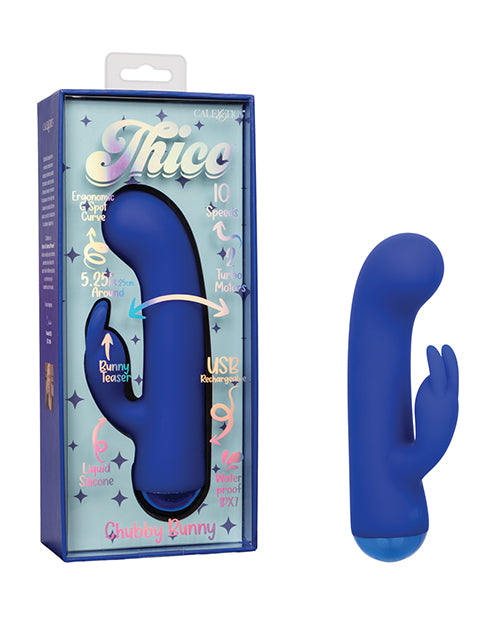 California Exotic Novelties Thicc Chubby Bunny Dual Motor Massager, Blue