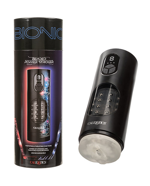 CalExotics Bionic Beaded Power Stroker, USB-C Rechargeable & Waterproof, Black