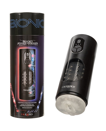 CalExotics Bionic Beaded Power Stroker, USB-C Rechargeable & Waterproof, Black