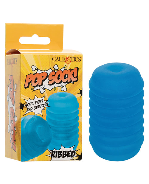 California Exotic Novelties SE-0936-20-3, Pop Sock! Ribbed Masturbator, Blue
