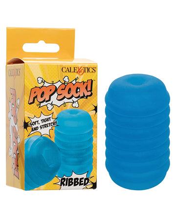 California Exotic Novelties SE-0936-20-3, Pop Sock! Ribbed Masturbator, Blue