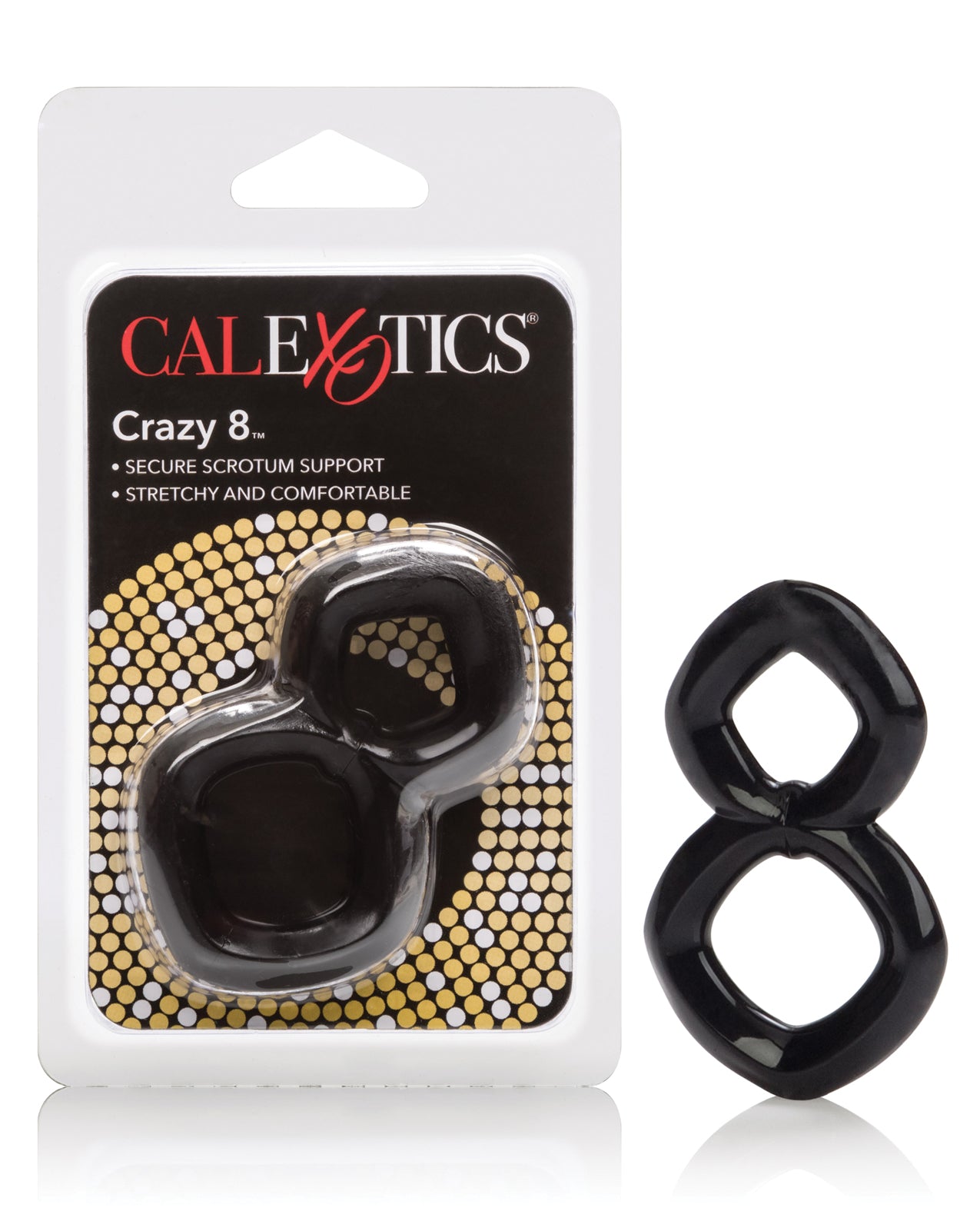 California Exotic Novelties SE-1490-10-2 Crazy 8 Double Cock Ring - Black TPR
