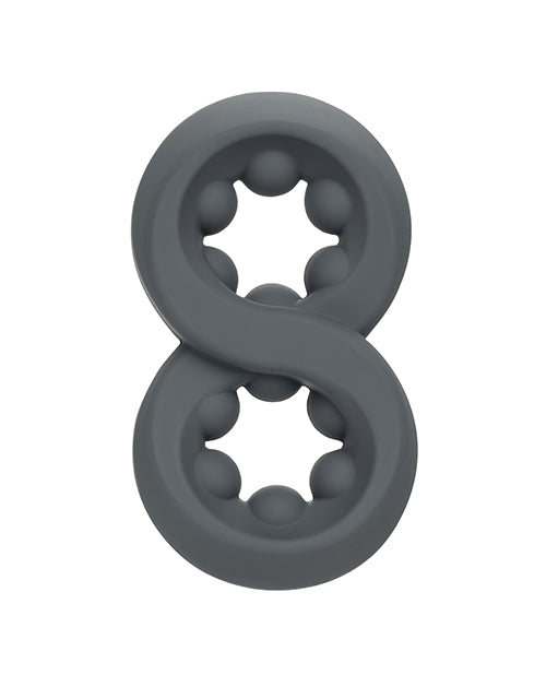 California Exotic Novelties Alpha Liquid Silicone Beaded Crazy 8 Ring, Grey