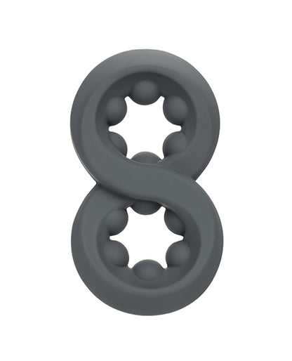 California Exotic Novelties Alpha Liquid Silicone Beaded Crazy 8 Ring, Grey
