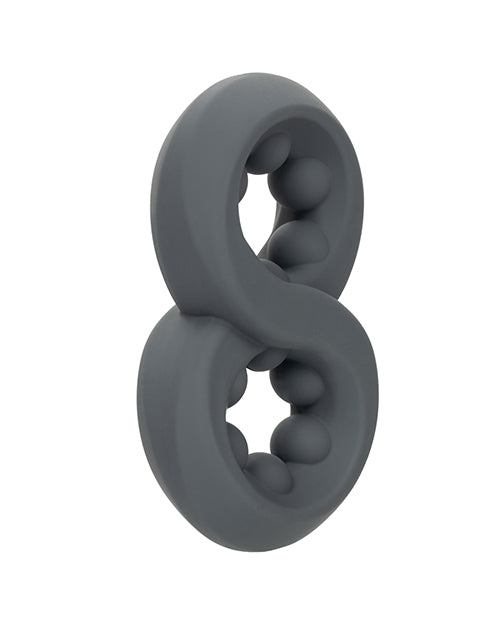 California Exotic Novelties Alpha Liquid Silicone Beaded Crazy 8 Ring, Grey
