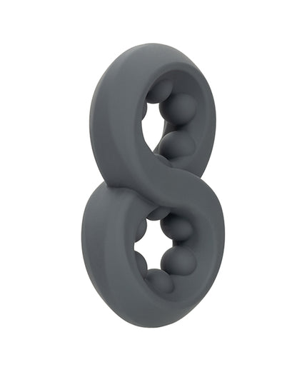 California Exotic Novelties Alpha Liquid Silicone Beaded Crazy 8 Ring, Grey