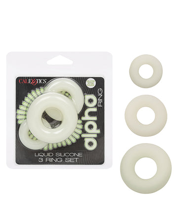 California Exotic Novelties SE-1492-33-2 Alpha Glow Silicone Cock Ring Set, 3pc