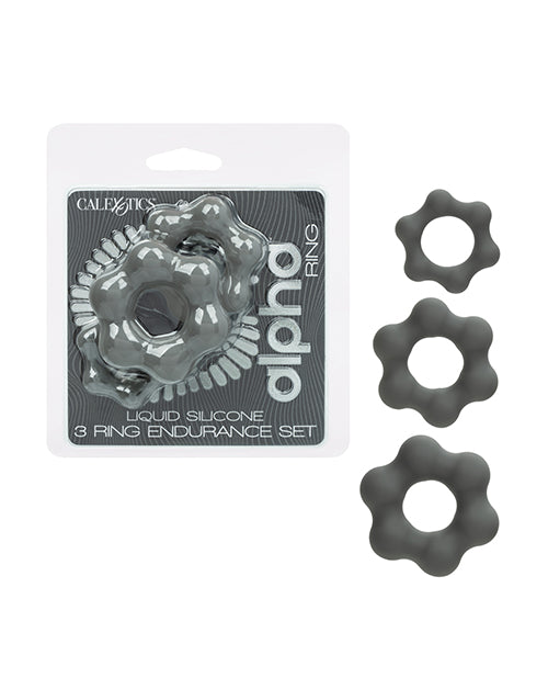 California Exotic Novelties Alpha Silicone 3-Ring Endurance Set, Grey