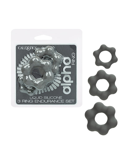 California Exotic Novelties Alpha Silicone 3-Ring Endurance Set, Grey