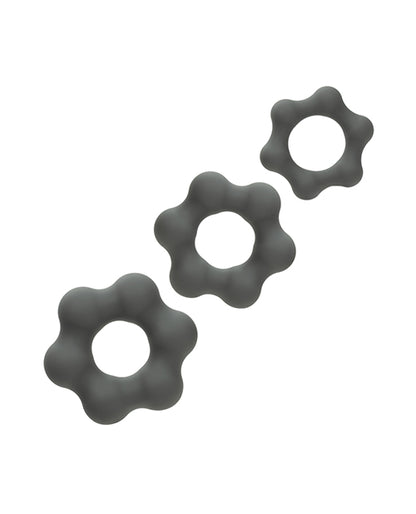 California Exotic Novelties Alpha Silicone 3-Ring Endurance Set, Grey
