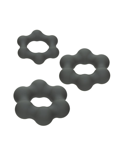 California Exotic Novelties Alpha Silicone 3-Ring Endurance Set, Grey