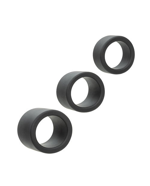 California Exotic Novelties Alpha Liquid Silicone Stamina Ring Set, Black, 3 Rings