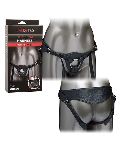 California Exotic Novelties Her Royal Harness The Queen, Black Vegan Leather