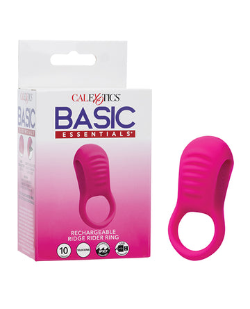 California Exotic Novelties Basic Essentials Rechargeable Ridge Rider Ring, Pink