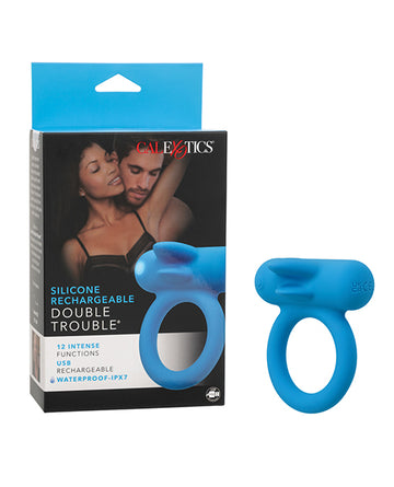 California Exotic Novelties Double Trouble Enhancer, 12 Functions – Blue
