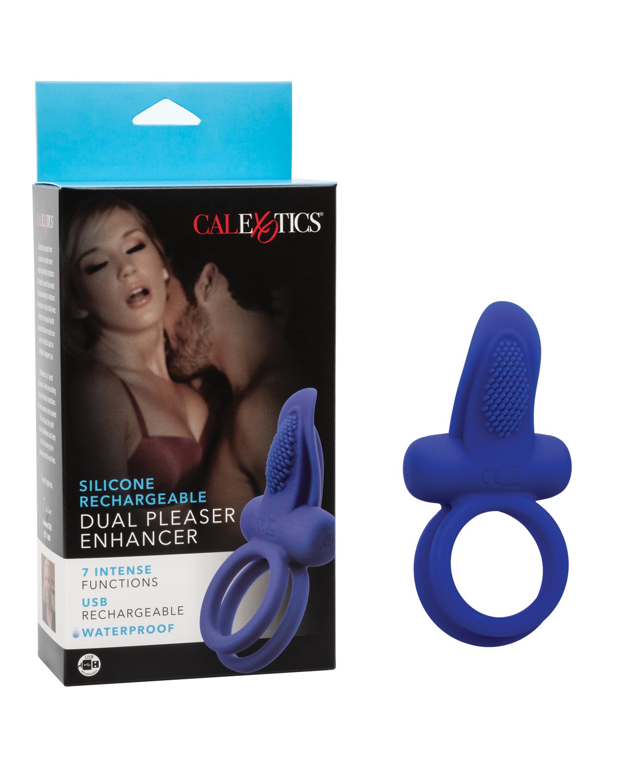 CalExotics Silicone Rechargeable Dual Pleaser Enhancer, Blue