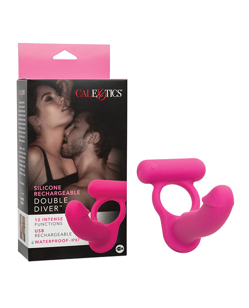 California Exotic Novelties Pink Silicone Rechargeable Double Diver Cock Ring