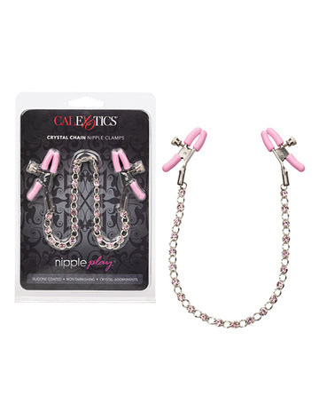 California Exotic Novelties SE-2617-10-2 Crystal Chain Nipple Clamps, Pink