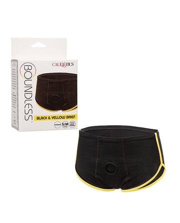 California Exotic Novelties Boundless Brief Harness, Black/Yellow S/M