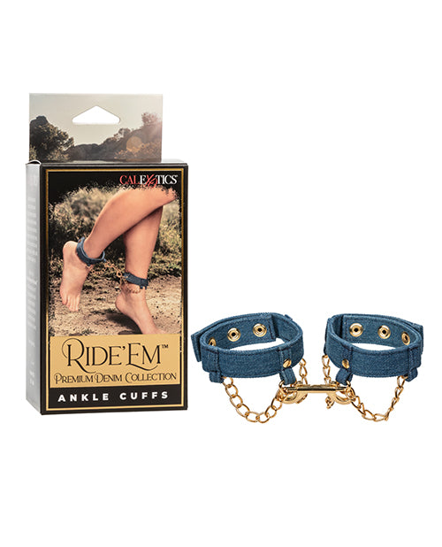 CalExotics Ride 'em Premium Denim Ankle Cuffs, Adjustable & Phthalate-Free