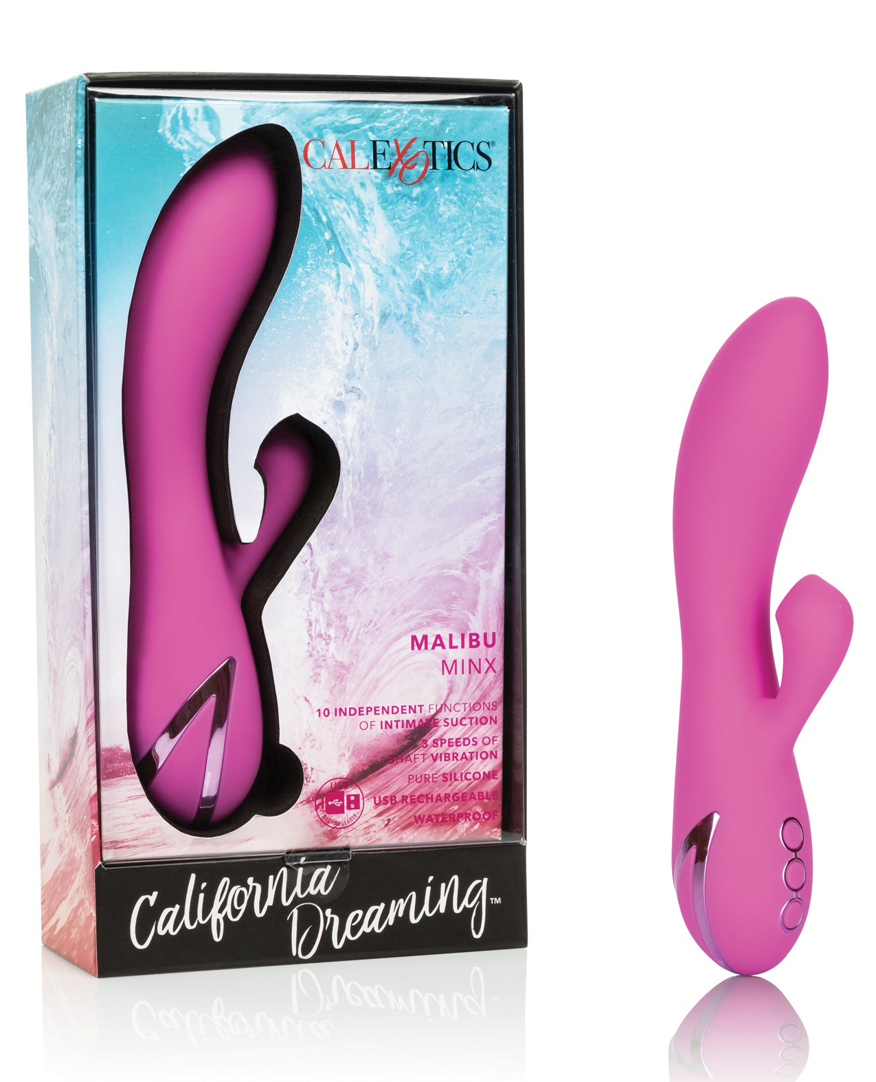 California Exotic Novelties Malibu Minx Rechargeable Rabbit Massager, Pink