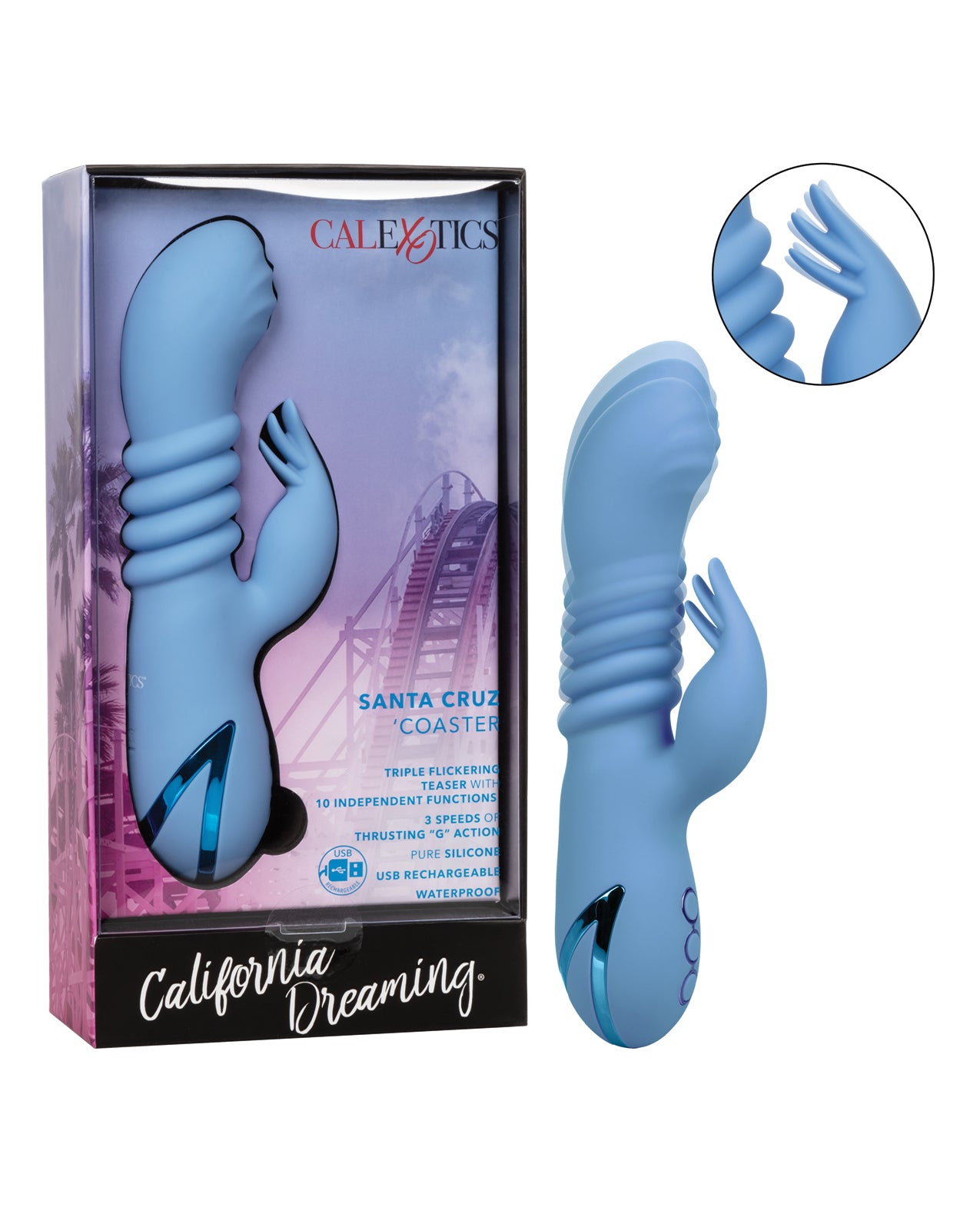 California Dreaming Santa Cruz Rabbit Vibrator, USB Rechargeable