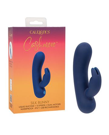 CalExotics Cashmere® Silk Bunny Vibrator, Navy – Dual Motor & Waterproof